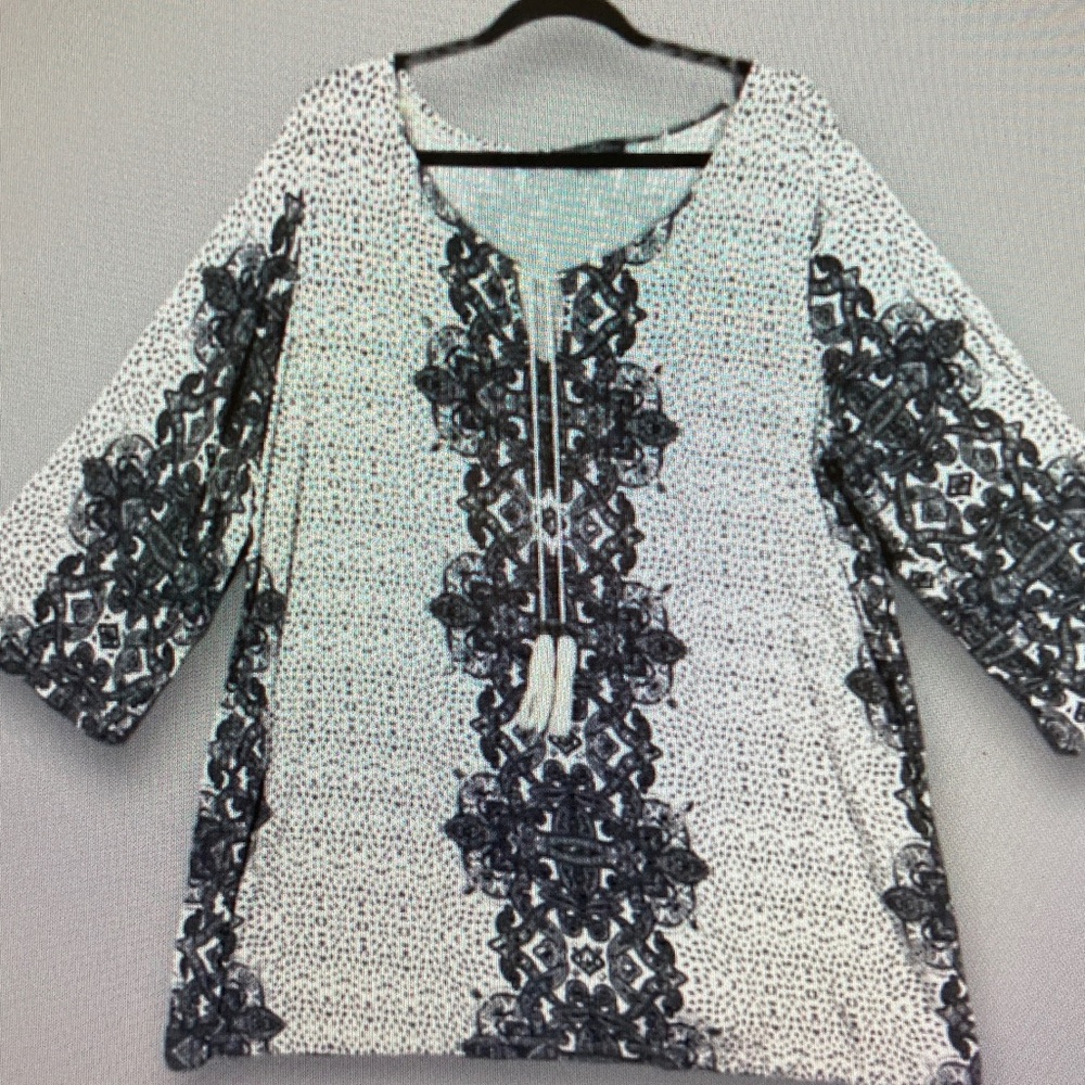 Rose & Olive White Tunic with Black Embroidered Panels
